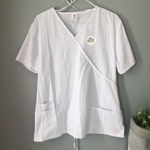 B Scrubs White V Neck Scrub Top 1X
